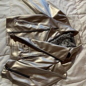 Dkny silver leather jacket